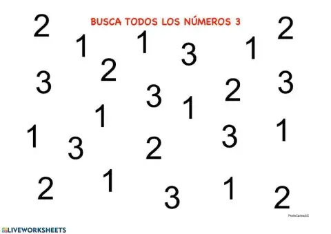 Busca el número 3 y pincha debajo de cada uno