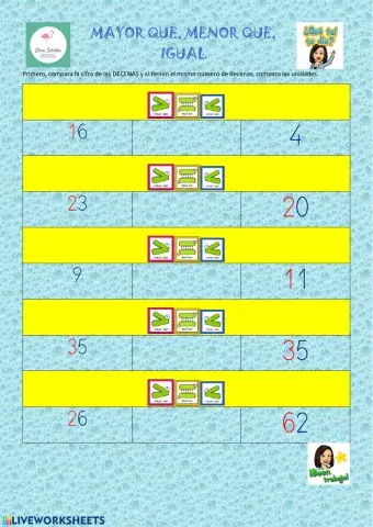 Mayor que menor que  con numeros