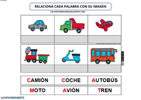 Relaciona imagen palabra vehiculos 1