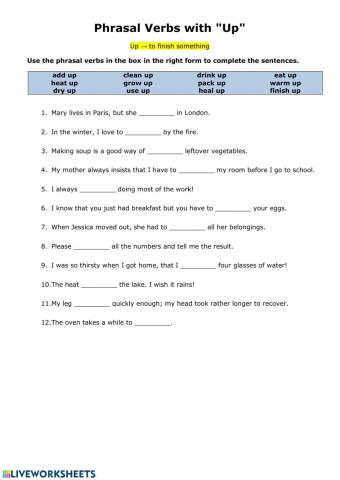 Phrasal verbs with up