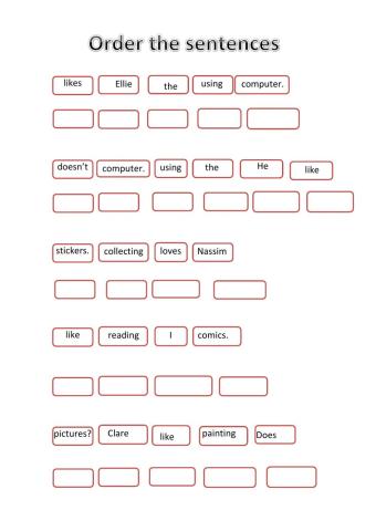 I like ... order sentences
