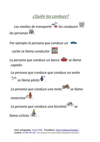 Profesiones y medios de transporte