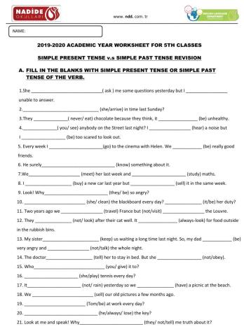 5th Simple Present-Past Tenses