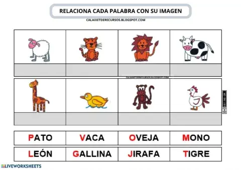 Relaciona imagen palabra (animales)