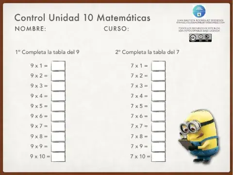 Control de Matemáticas U.10 2º