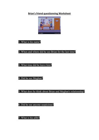 Brian's friend worksheet