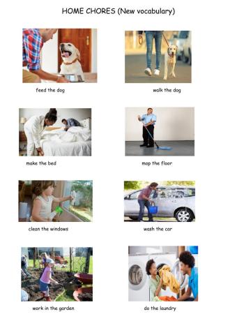 Home chores vocabulary