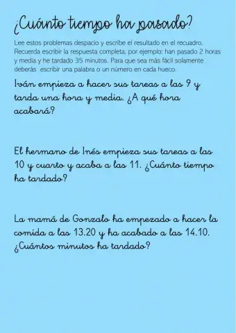 Tiempo: horas y minutos