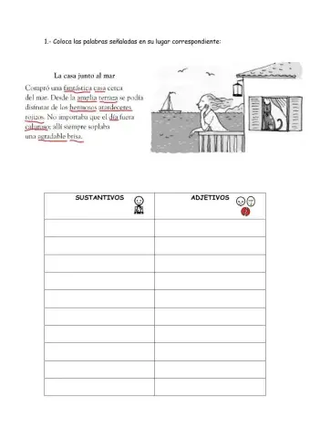 Clasificar los adjetivos y sustantivos