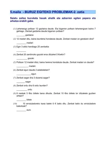 Buruz egiteko problemak 2