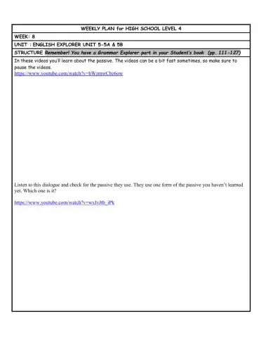 HS L4 WEEKLY PLAN week 8