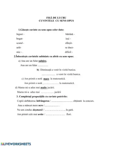 Cuvinte cu sens opus