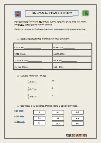 Deciamles y fracciones
