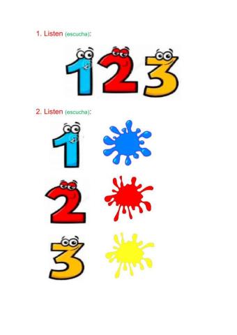 Colours and numbers 1-3