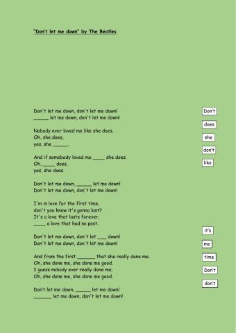 Song - Don't let me down by The Beatles