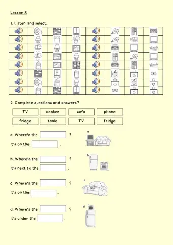 House objects and prepositions of place