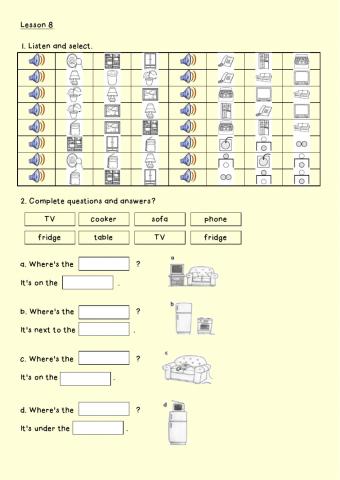 House objects and prepositions of place