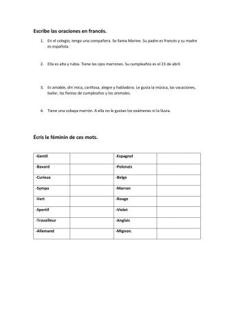 traduis et adjectifs