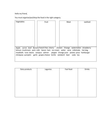 Fruits and vegetables