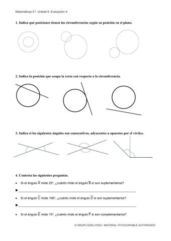 Rectas, circunferencias y ángulo