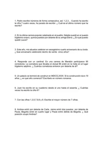 Problemas ordinales y números romanos