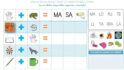 Forma palabras con sílabas iniciales