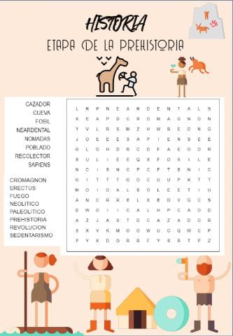 Prehistoria - Crucigrama nivel difícil
