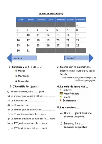 Le mois de mars à Viamonde