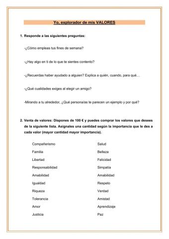 Yo, explorador de valores