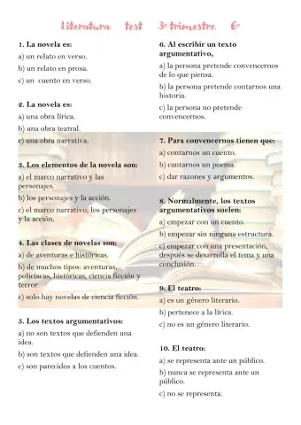 Literatura tercer trimestre 6º