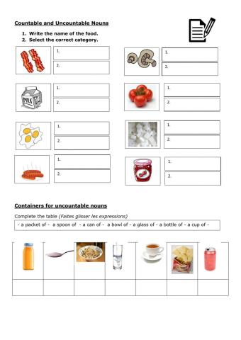 Countable and Uncountable nouns - Foods