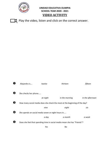 -A day in teens digital life- Video Activity