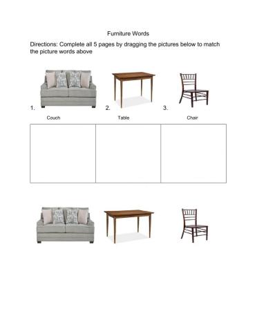 Functional words match - Furniture words