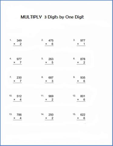 Multiply 3 digits by one digit