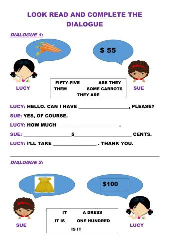 Look and complete the dialogue