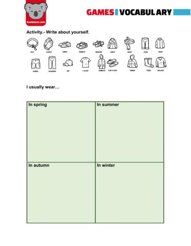 Clothes worksheet free answers