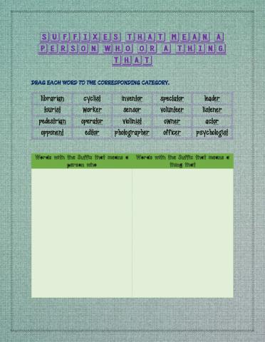 Suffixes that mean a person who
