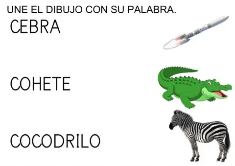 Une la palabra con el dibujo.