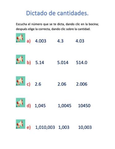 Dictado de Cantidades
