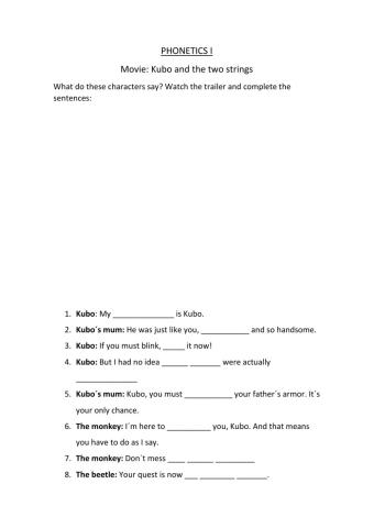 Phonetics I:  Movie trailer worksheet