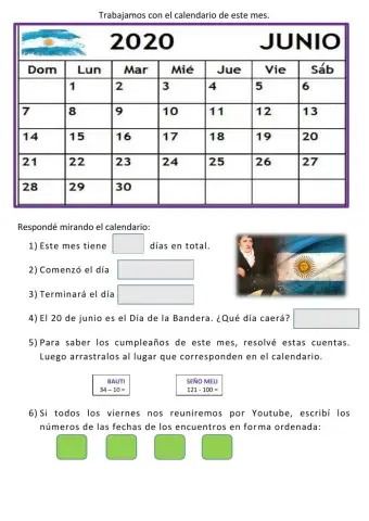 Calendario junio 2020