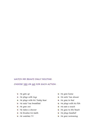 Daily Routines with Mr Bean