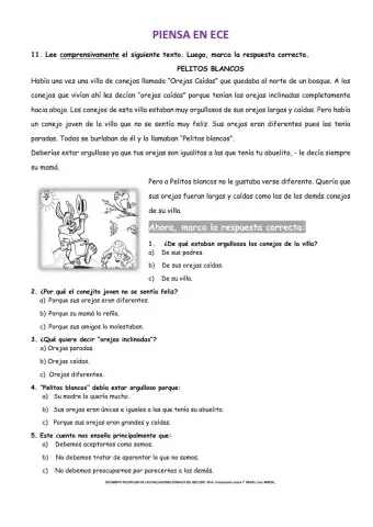 Comprensión de lectura ECE