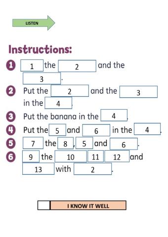 Ficha control vocabulario Smoothie