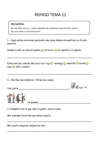 Repaso Lengua tema 11