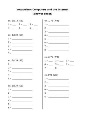 A2+-B1 unit 10 - answer sheet