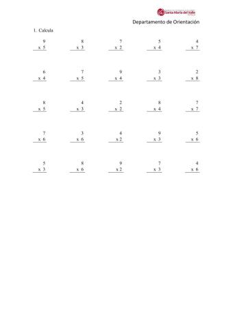 Multiplicaciones de una cifra