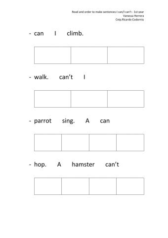 Read and order to make sentences-can-can't