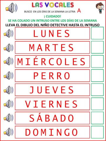 Busco la A en los días de la semana