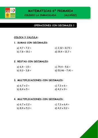 Operaciones con decimales
